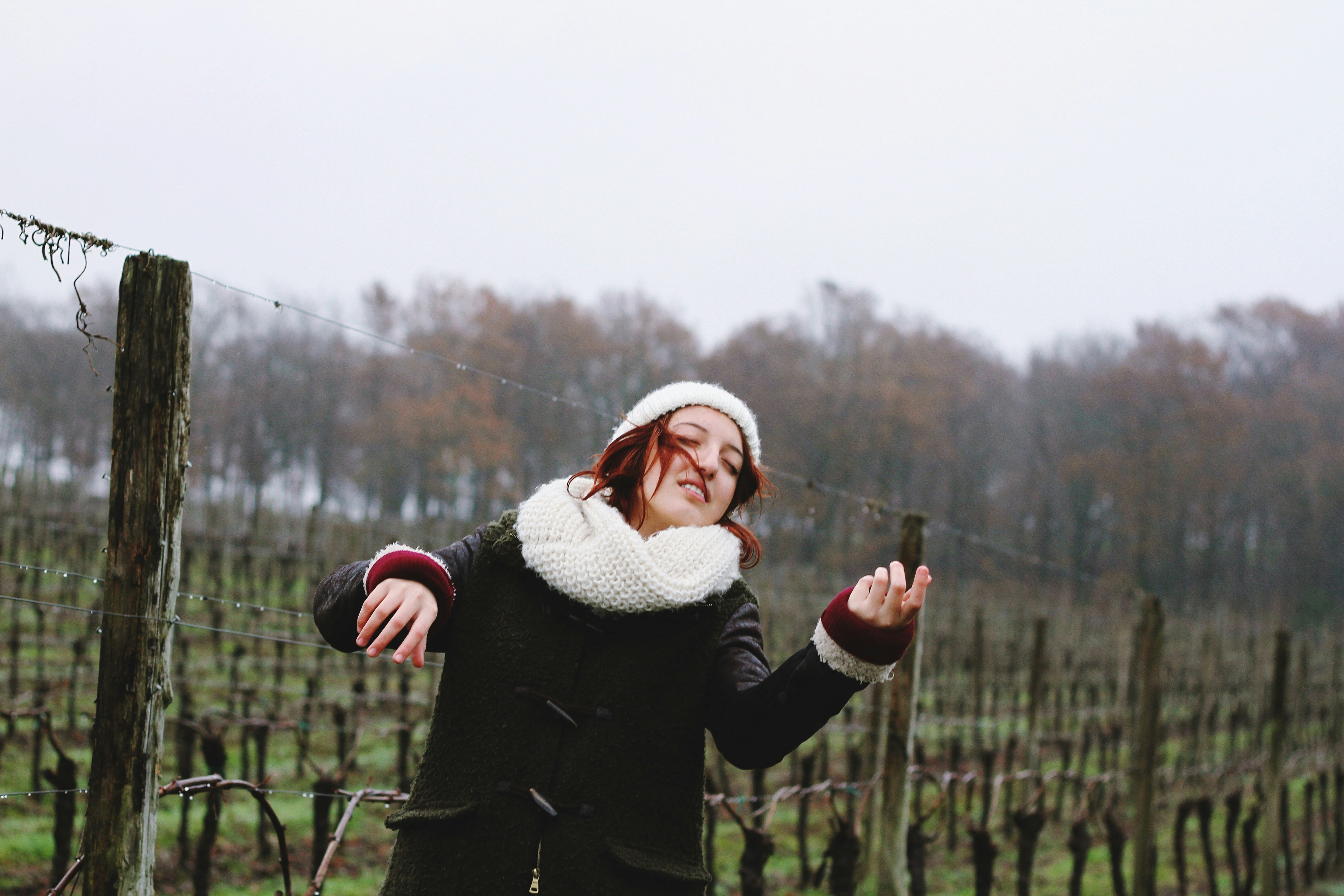 woman wearing black coat